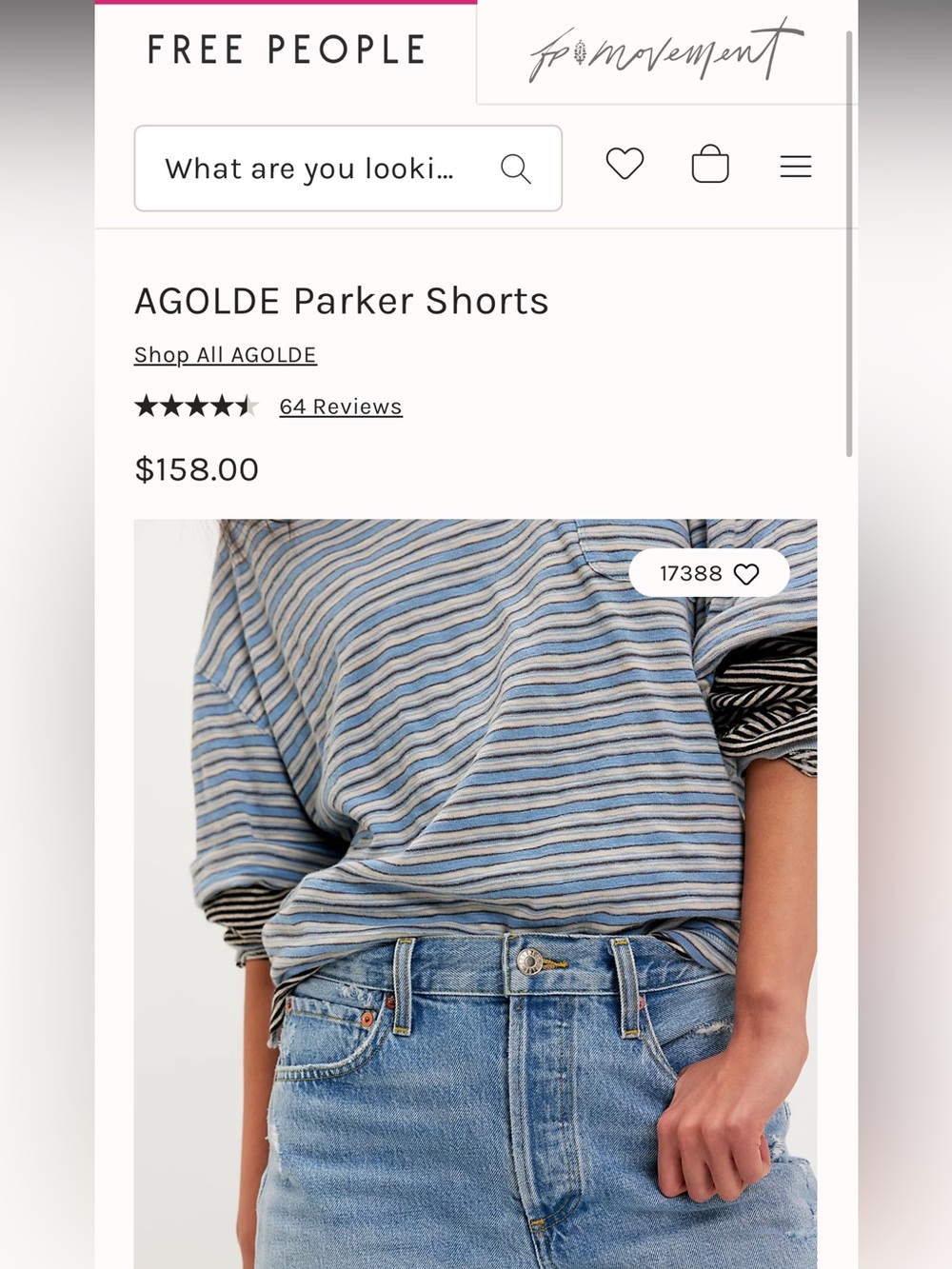 Agolde X Free People Parker Shorts Long Size 27 medium light wash - Picture 3 of 10